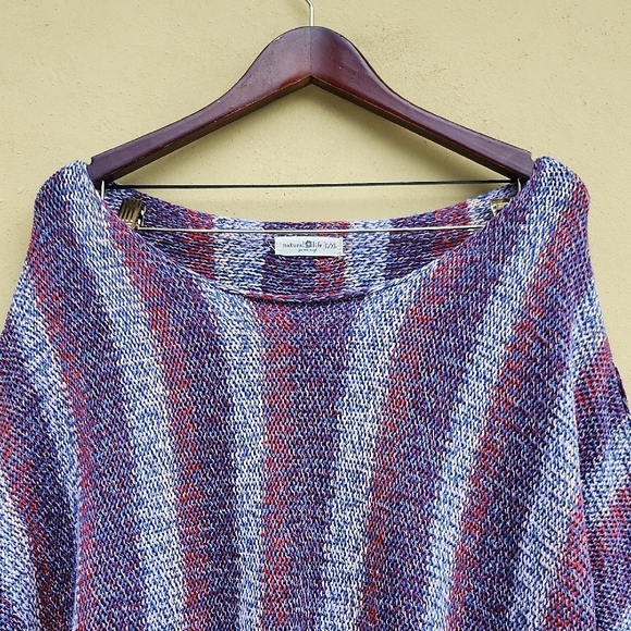 NATURAL LIFE Purple and Gray Striped Fringe Sweater - Picture 9 of 11